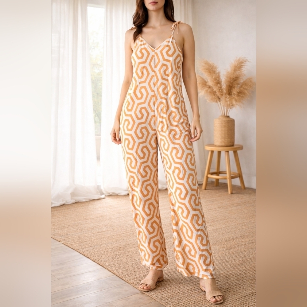 NWT STATESIDE geo print jumper in cantaloupe Sz L